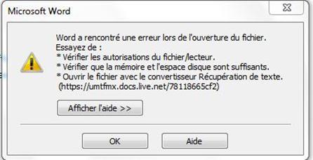 Impossible d ouvrir le fichier office open xml